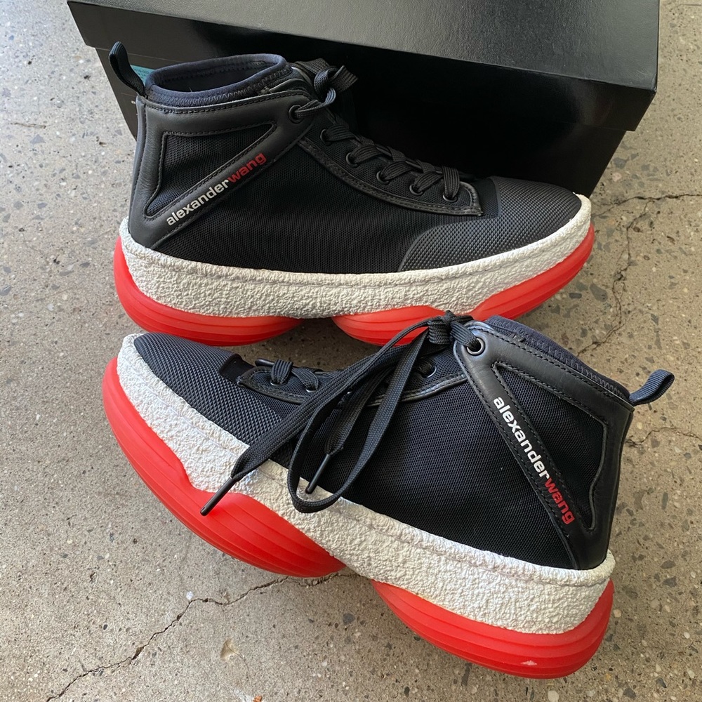 Alexander wang A1 platform sneakers shoes in black and red